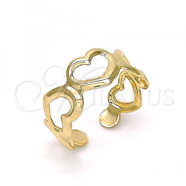 Oro Laminado Toe Ring, Gold Filled Style Heart Design, Polished, Golden Finish, 01.376.0002 (One size fits all)
