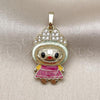 Oro Laminado Fancy Pendant, Gold Filled Style with White Cubic Zirconia, Green Enamel Finish, Golden Finish, 05.284.0021.1