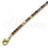 Oro Laminado Tennis Bracelet, Gold Filled Style with Multicolor Cubic Zirconia, Polished, Golden Finish, 03.130.0009.6.07