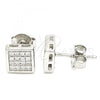 Sterling Silver Stud Earring, with White Cubic Zirconia, Polished, Rhodium Finish, 02.369.0020