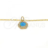 Oro Laminado Pendant Necklace, Gold Filled Style with Blue Topaz Opal and White Micro Pave, Polished, Golden Finish, 04.63.1319.2 .18