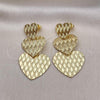 Oro Laminado Long Earring, Gold Filled Style Heart Design, Polished, Golden Finish, 02.213.0431.1