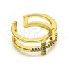 Oro Laminado Multi Stone Ring, Gold Filled Style Cross Design, with White Micro Pave, Polished, Golden Finish, 01.102.0008