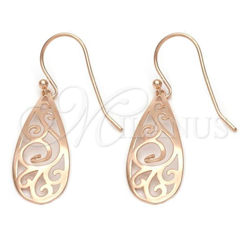 Sterling Silver Dangle Earring, Polished, Rose Gold Finish, 02.174.0038.1