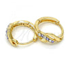 Oro Laminado Huggie Hoop, Gold Filled Style with Amethyst and White Crystal, Polished, Golden Finish, 02.165.0146.4