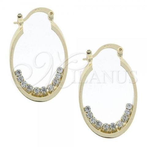 Oro Laminado Medium Hoop, Gold Filled Style with White Cubic Zirconia, Polished, Golden Finish, 5.141.014
