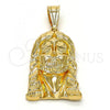 Oro Laminado Religious Pendant, Gold Filled Style Jesus Design, Diamond Cutting Finish, Golden Finish, 05.120.0034