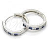Rhodium Plated Huggie Hoop, with Sapphire Blue and White Cubic Zirconia, Polished, Rhodium Finish, 02.210.0106.8.25