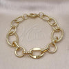 Oro Laminado Fancy Bracelet, Gold Filled Style Rolo Design, Diamond Cutting Finish, Golden Finish, 03.331.0297.08