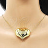 Oro Laminado Pendant Necklace, Gold Filled Style Heart and Hollow Design, Polished, Golden Finish, 04.341.0114.18