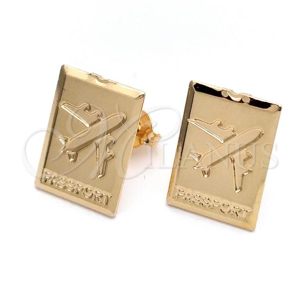 Oro Laminado Stud Earring, Gold Filled Style Polished, Golden Finish, 02.58.0028