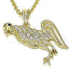 Oro Laminado Fancy Pendant, Gold Filled Style with White Crystal, Polished, Golden Finish, 05.351.0118