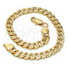 Gold Tone Basic Bracelet, Pave Cuban Design, Polished, Golden Finish, 04.242.0038.08GT