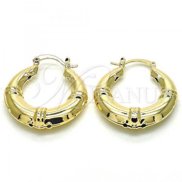 Oro Laminado Medium Hoop, Gold Filled Style Hollow Design, Polished, Golden Finish, 02.163.0067.30