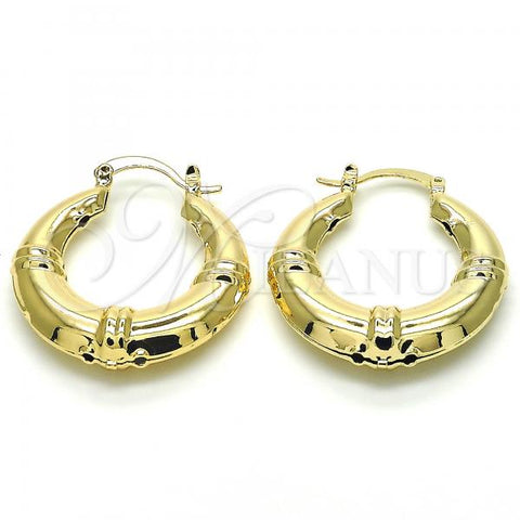 Oro Laminado Medium Hoop, Gold Filled Style Chunky Design, Polished, Golden Finish, 02.163.0067.30