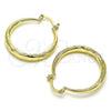 Oro Laminado Medium Hoop, Gold Filled Style Hollow Design, Diamond Cutting Finish, Golden Finish, 02.213.0441.30