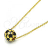 Oro Laminado Pendant Necklace, Gold Filled Style Ball Design, Black Enamel Finish, Golden Finish, 04.313.0005.1.18