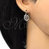 Oro Laminado Leverback Earring, Gold Filled Style Heart Design, with Amethyst and White Crystal, Polished, Golden Finish, 5.125.001.1
