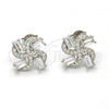 Sterling Silver Stud Earring, with White Cubic Zirconia, Polished, Rhodium Finish, 02.175.0109