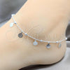 Sterling Silver Fancy Anklet, Rolo Design, Polished, Silver Finish, 03.409.0066.10