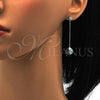 Rhodium Plated Long Earring, with Black Diamond Swarovski Crystals and White Cubic Zirconia, Polished, Rhodium Finish, 02.239.0024.2