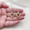 Oro Laminado Stud Earring, Gold Filled Style Heart Design, Polished, Golden Finish, 02.163.0337