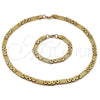 Stainless Steel Necklace and Bracelet, Polished, Golden Finish, 06.116.0049.2