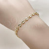 Oro Laminado Fancy Bracelet, Gold Filled Style Puff Mariner Design, Polished, Golden Finish, 04.326.0006.07