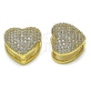 Oro Laminado Huggie Hoop, Gold Filled Style Heart Design, with White Cubic Zirconia, Polished, Golden Finish, 02.283.0181.12