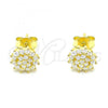 Sterling Silver Stud Earring, Flower Design, with White Cubic Zirconia, Polished, Golden Finish, 02.369.0023.2