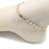 Oro Laminado Basic Anklet, Gold Filled Style Mariner Design, Diamond Cutting Finish, Golden Finish, 04.63.1417.10