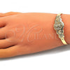Oro Laminado Individual Bangle, Gold Filled Style Divino Niño and Heart Design, Diamond Cutting Finish, Golden Finish, 07.253.0025