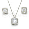 Sterling Silver Earring and Pendant Adult Set, with White Cubic Zirconia, Polished, Rhodium Finish, 10.175.0061
