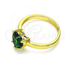 Oro Laminado Multi Stone Ring, Gold Filled Style Heart Design, with Green Cubic Zirconia, Polished, Golden Finish, 01.341.0075