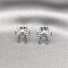 Rhodium Plated Stud Earring, Bow Design, Polished, Rhodium Finish, 02.60.0162.1