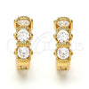 Oro Laminado Huggie Hoop, Gold Filled Style with White Cubic Zirconia, Polished, Golden Finish, 02.156.0138.15