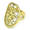 Oro Laminado Elegant Ring, Gold Filled Style Star and Star of David Design, Diamond Cutting Finish, Golden Finish, 01.233.0029.08
