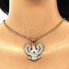 Oro Laminado Fancy Pendant, Gold Filled Style Owl Design, Diamond Cutting Finish, Tricolor, 05.351.0099