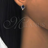 Sterling Silver Huggie Hoop, Heart Design, with Sapphire Blue and White Cubic Zirconia, Polished,, 02.186.0061.15