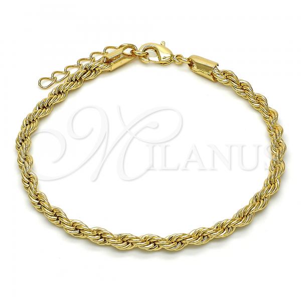 Oro Laminado Basic Bracelet, Gold Filled Style Rope Design, Polished, Golden Finish, 04.213.0102.08
