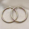 Oro Laminado Extra Large Hoop, Gold Filled Style Hollow Design, Diamond Cutting Finish, Tricolor, 02.213.0312.1.70