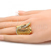 Oro Laminado Multi Stone Ring, Gold Filled Style with White Crystal, Polished, Golden Finish, 01.241.0011.08 (Size 8)