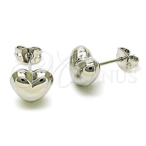 Rhodium Plated Stud Earring, Heart and Hollow Design, Polished, Rhodium Finish, 02.341.0196.1