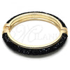 Oro Laminado Individual Bangle, Gold Filled Style with Black Crystal, Polished, Golden Finish, 07.307.0016.05 (10 MM Thickness, Size 5 - 2.50 Diameter)