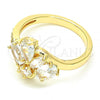 Oro Laminado Multi Stone Ring, Gold Filled Style Teardrop Design, with White Cubic Zirconia, Polished, Golden Finish, 01.221.0008.06 (Size 6)