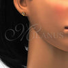 Stainless Steel Stud Earring, Flower Design, with Dark Champagne Crystal, Polished, Golden Finish, 02.271.0019.2