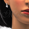 Sterling Silver Earring and Pendant Adult Set, with White Cubic Zirconia, Polished, Rhodium Finish, 10.281.0002