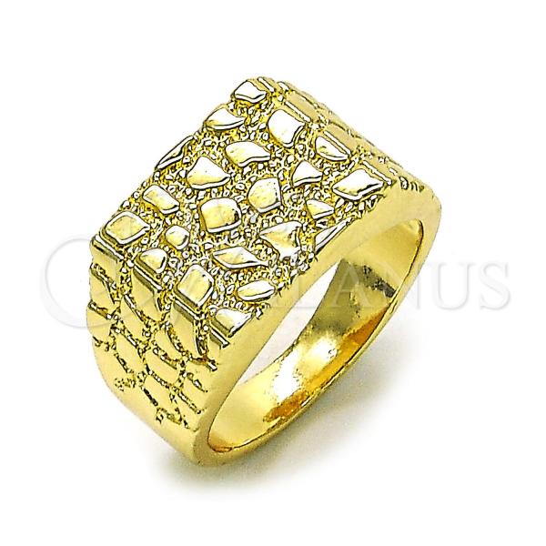 Oro Laminado Mens Ring, Gold Filled Style Filigree Design, Polished, Golden Finish, 01.411.0005.11