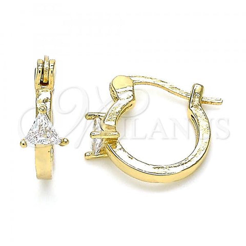 Oro Laminado Small Hoop, Gold Filled Style with White Cubic Zirconia, Polished, Golden Finish, 02.210.0501.12