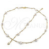 Oro Laminado Necklace and Bracelet, Gold Filled Style Ball and Love Knot Design, with Ivory Pearl, Polished, Golden Finish, 06.386.0004